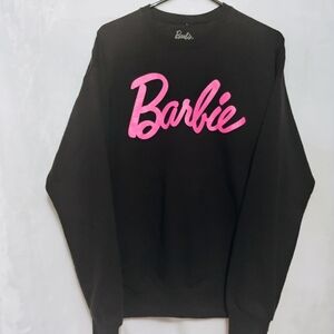 Barbie Sweatshirt Black w/ Pink Logo Womens Medium Pullover Crewneck Retro C